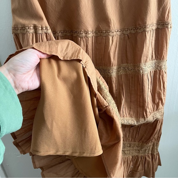 Vtg Charlotte Russe Y2K Tiered Maxi Skirt Sz L Lace Boho Fairy Coquette Cottage - Picture 3 of 5